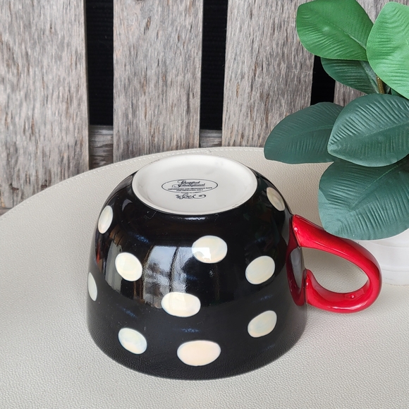 Certified International Jumbo Black With Cream Polka Dots Mug - Picture 7 of 7